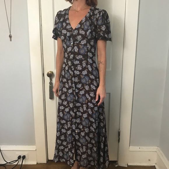 Christy Dawn Brown Floral Deadstock Maxi Dress - Picture 8 of 13